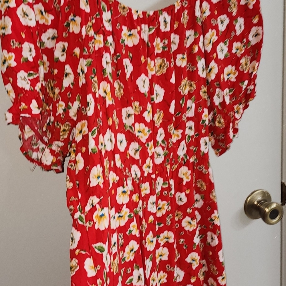 Floral Red Dress